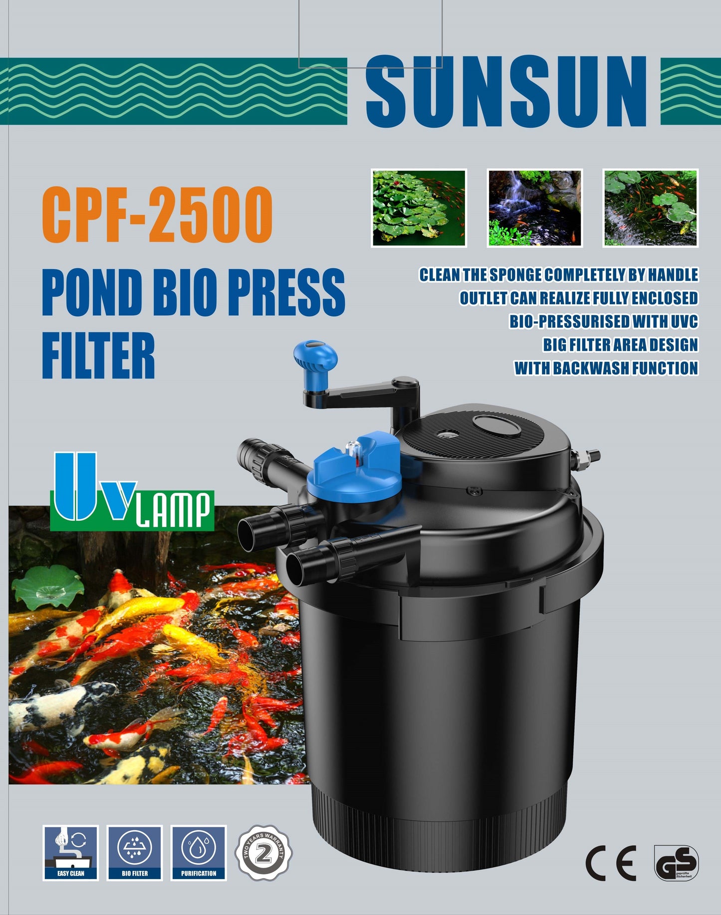CPF-2500 Pond Bio Pressure Filter UVC 13-watt Up to 1600 Gallons