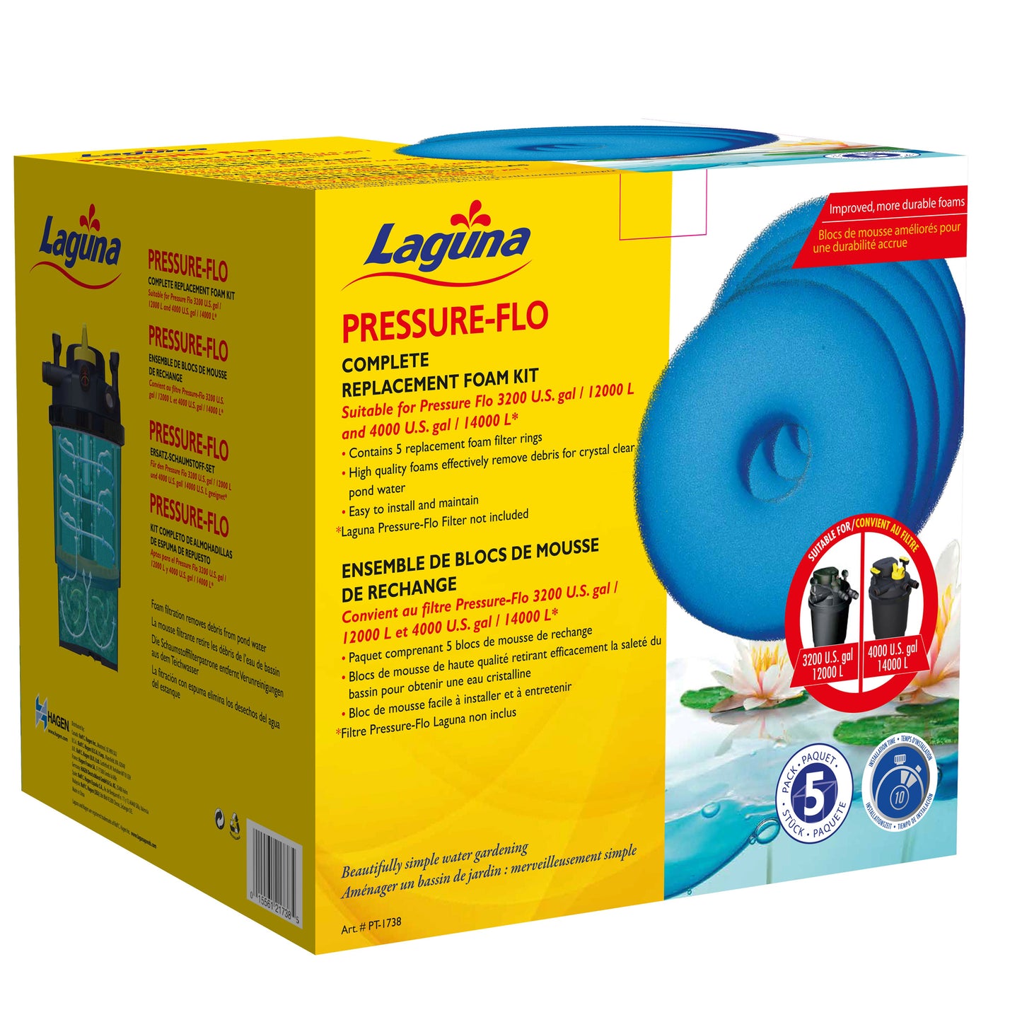 Laguna Pre-Flo 3200/4000 Repl. Foam-27cm, 5pk