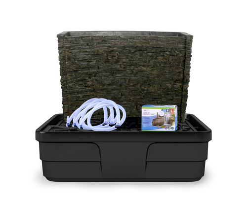 Stacked Slate Spillway Wall 32" Landscape Fountain Kit