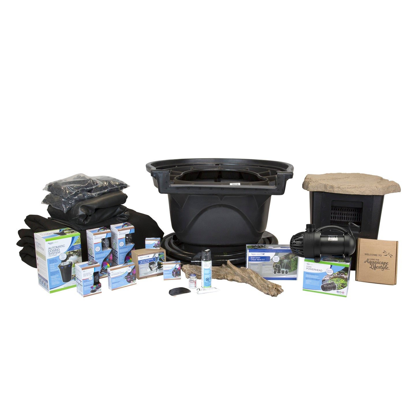 Large Deluxe Pond Kit 21 x 26 with AquaSurge 4000-8000 Adjustable Flow Pond Pump